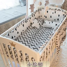 Скидка, 6 шт., постельное белье из сосновой волны для малышей, дышащая кровать вокруг детской кроватки, Комплект постельного белья для детей, 4 бампера+ простыня+ наволочка