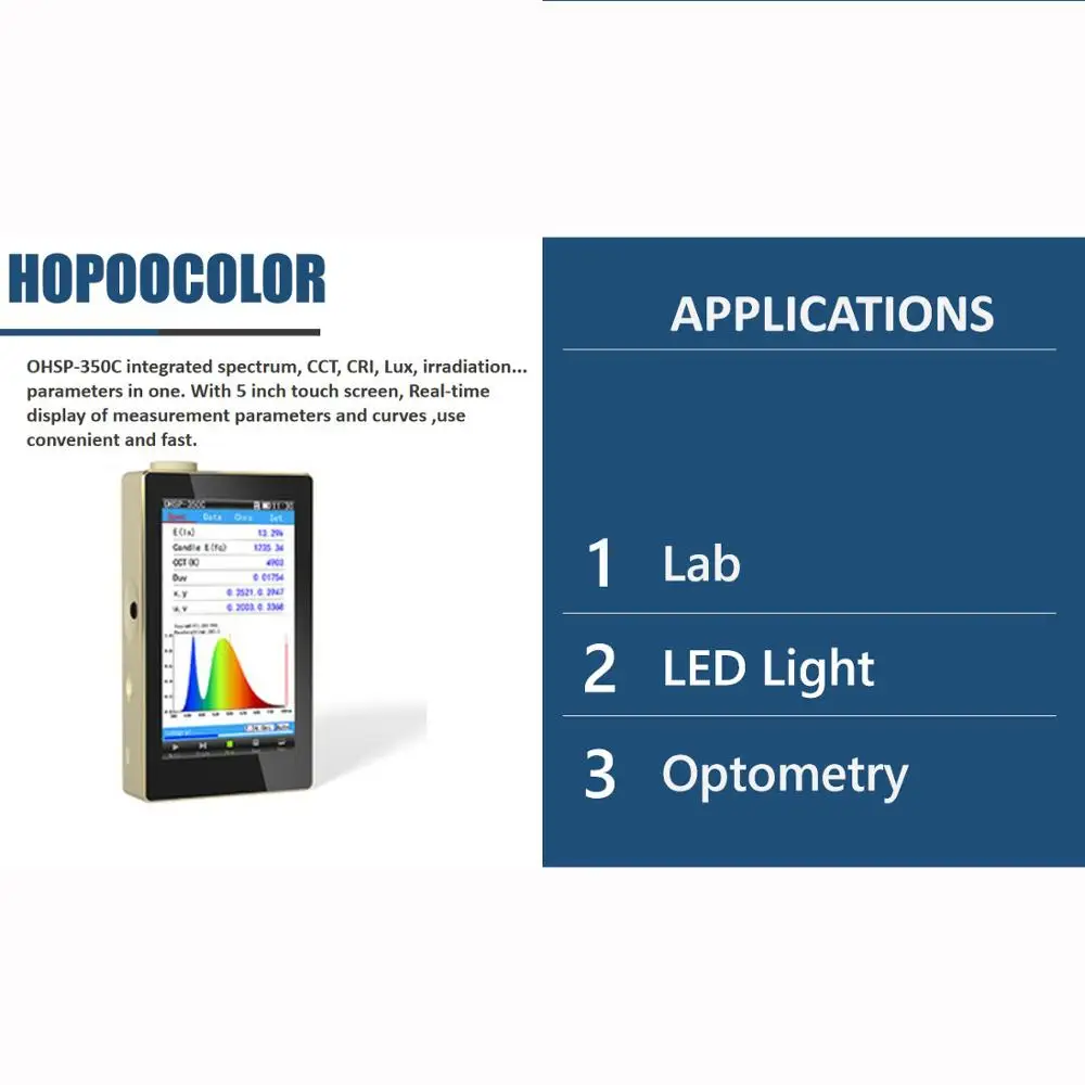 CRI 미터 HOPOOCOLOR 분광계 380-780nm 광 파장 측정기 OHSP350C