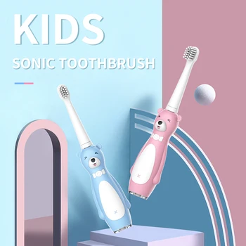 

SEAGO Electric Toothbrush Battery Children 3-12 Ages Waterproof Cartoon Sonic Tooth Brush For Kids With Replacement Heads Gift