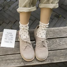 Женские хлопковые носки в японском и корейском стиле, носки в горошек, жаккардовые носки без пятки, повседневные хлопковые носки