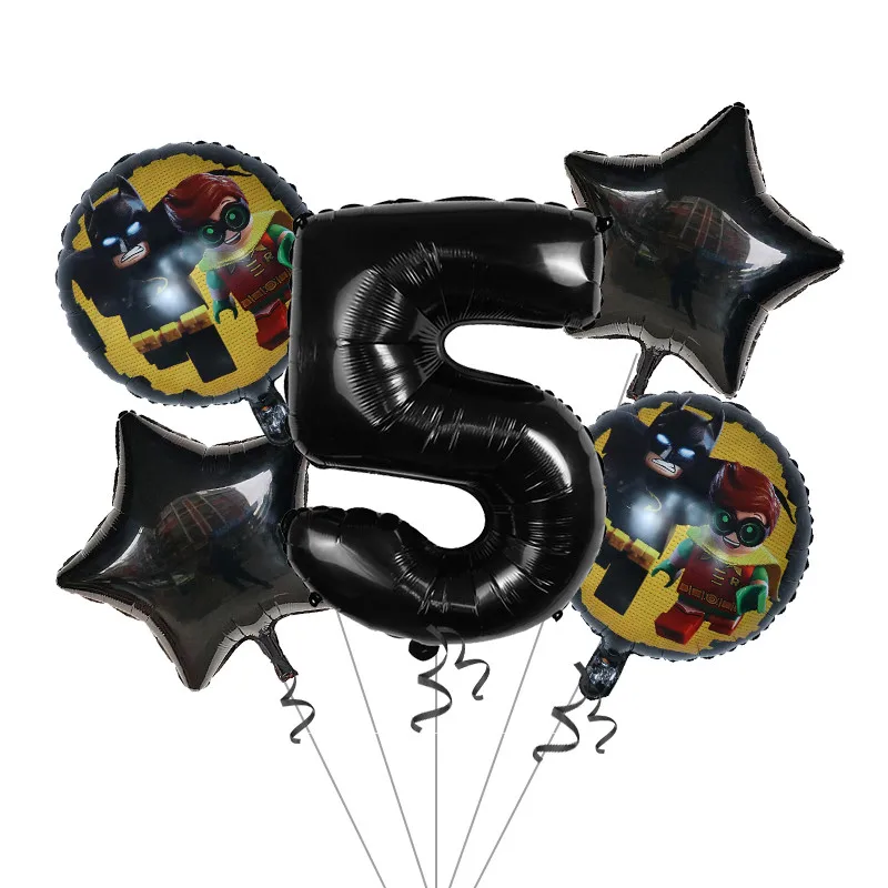 5 5 шт./партия, воздушные шары Супермена, Бэтмена, фольги, черные, 30 дюймов, номер 1, 2, 3, 4, 5, 6, 7, 8, 9 лет, Globos для мальчиков, украшение на день рождения - Цвет: 5
