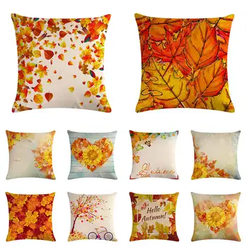

2020 new fall maple leaf pillow cover linen cotton shoes home sofa cushion cover 45x45