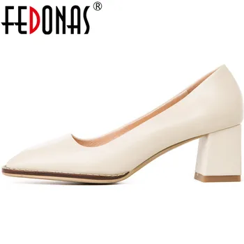 

FEDONAS Women Pumps Genuine Leather Prom Shoes Party Pumps Autumn Winter Warm Fur Brand Design High Quality Shoes Woman