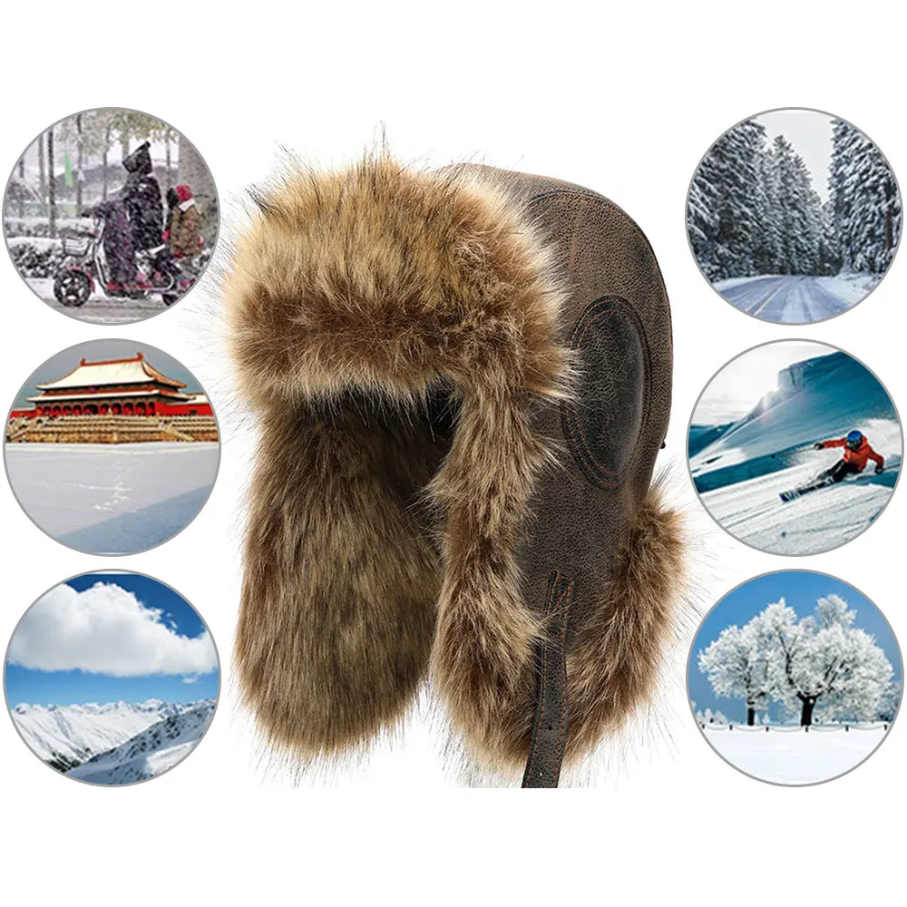 Зимняя шапка для мужчин и женщин, Авиатор из искусственного меха, шапка для снежной погоды с наушниками, уличная Лыжная теплая плотная шапка, Прямая поставка