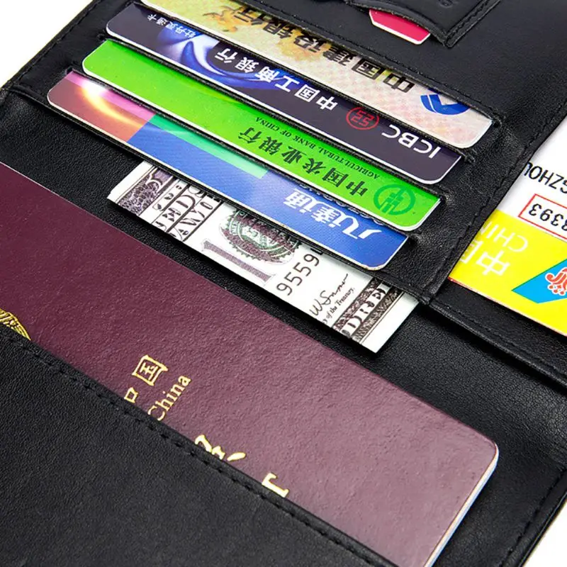 Из натуральной кожи RFID Блокировка паспорта держатель путешествия Кредитной Карты Чехол протектор F42A
