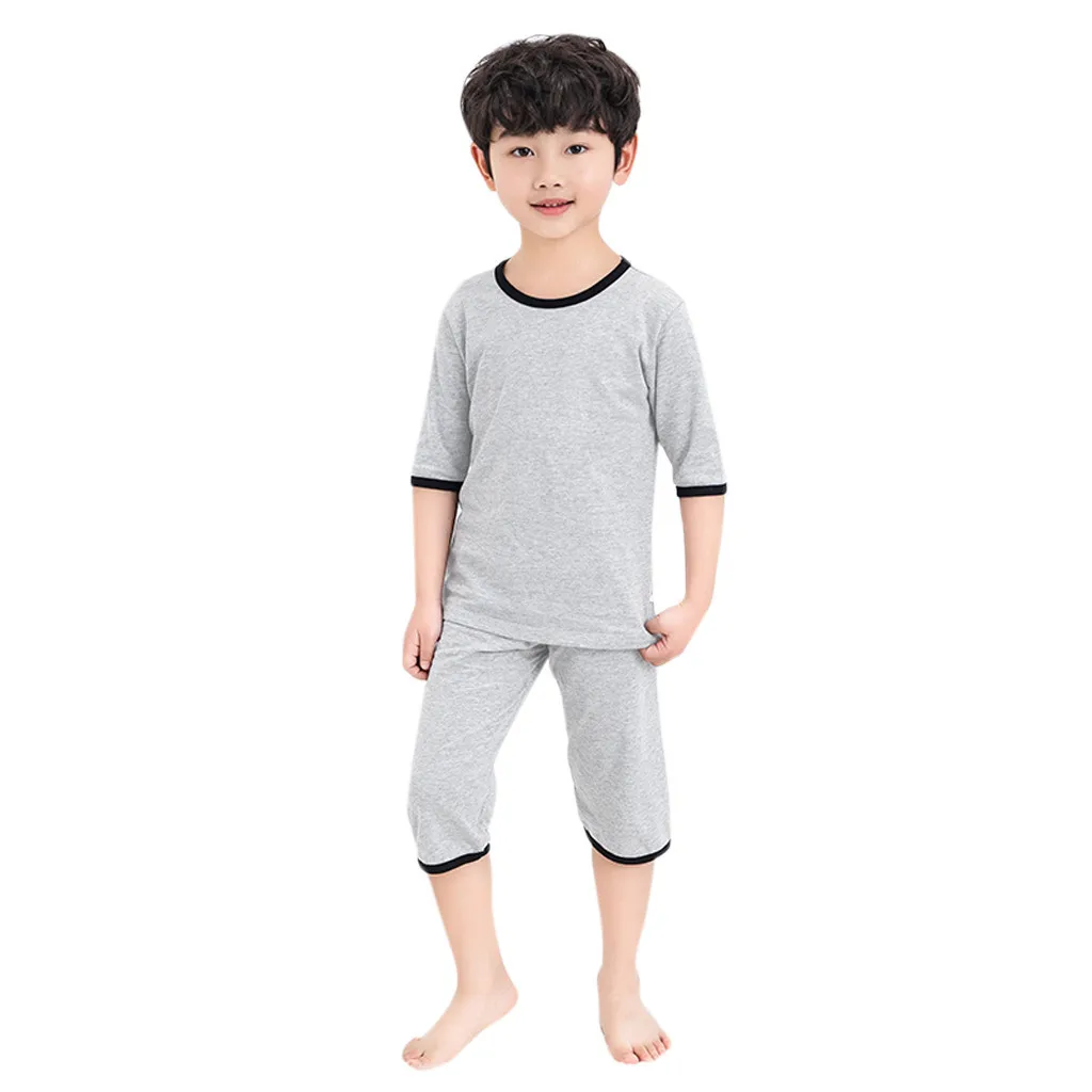 Baby Kids Teens Children Solid Pajamas Homewear Soft Outfits spring Autumn Baby Girls Clothes Pajamas Sets #C