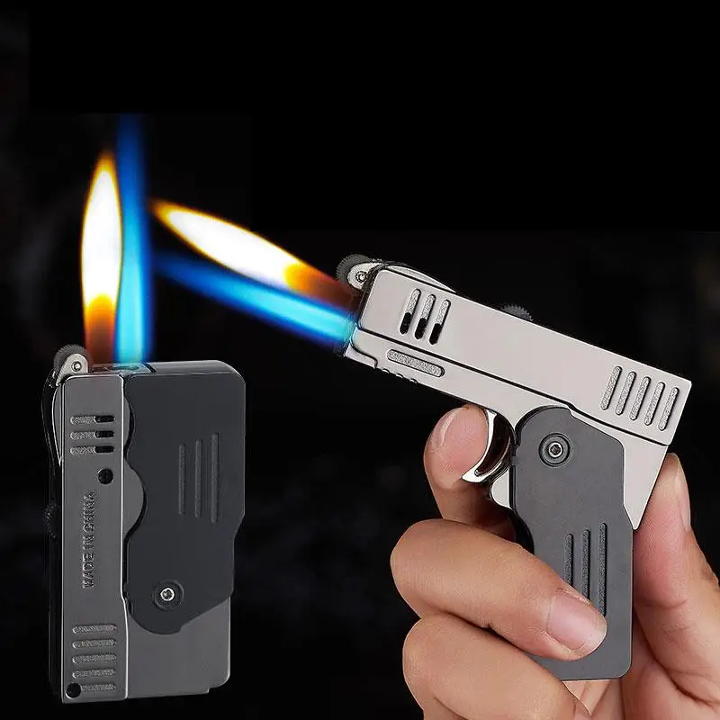 Pistol Model Torch Turbo Lighter Spray Gun Two Flame Smoking Cigar Lighters | Дом и сад