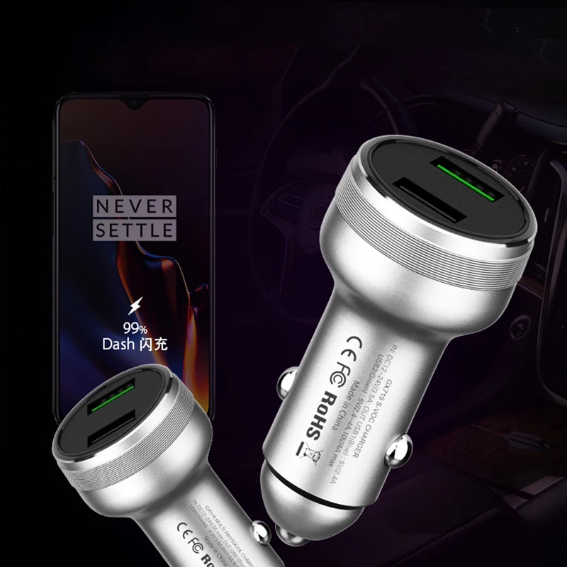 QC3.0 супер флэш-зарядка автомобильное зарядное устройство для сигар двойное USB Автомобильное зарядное устройство Быстрая зарядка 40 Вт для OPPO VOOC DASH Зарядка для OnePlus 7 Pro
