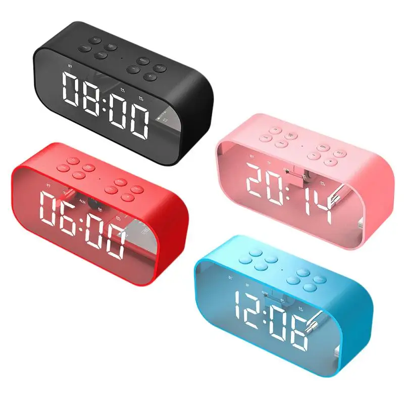 Зеркальный светодиодный дисплей электронный будильник с беспроводной Bluetooth динамик MP3 цифровой радио цифровой Повтор Будильник 4 цвета