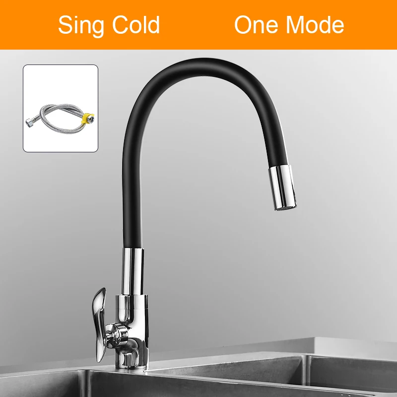 Senlesen Single Cold& Mixer Water Kitchen Faucet Silica Gel Nose Any Direction Rotating Torneira Cozinha Single Handle Tap - Цвет: cold 1-way