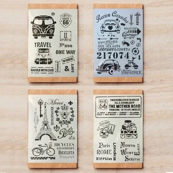 

4Pcs/Lot A4 Bus Car Bicycle 66 DIY Layering Stencils Painting Scrapbook Coloring Embossing Album Decorative Template 29*21cm