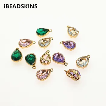 

New arrival! 19x12mm 50pcs Copper/Faceted Crystal Drop shape charm for Hand Made Earrings DIY parts,Jewelry Finding & Component