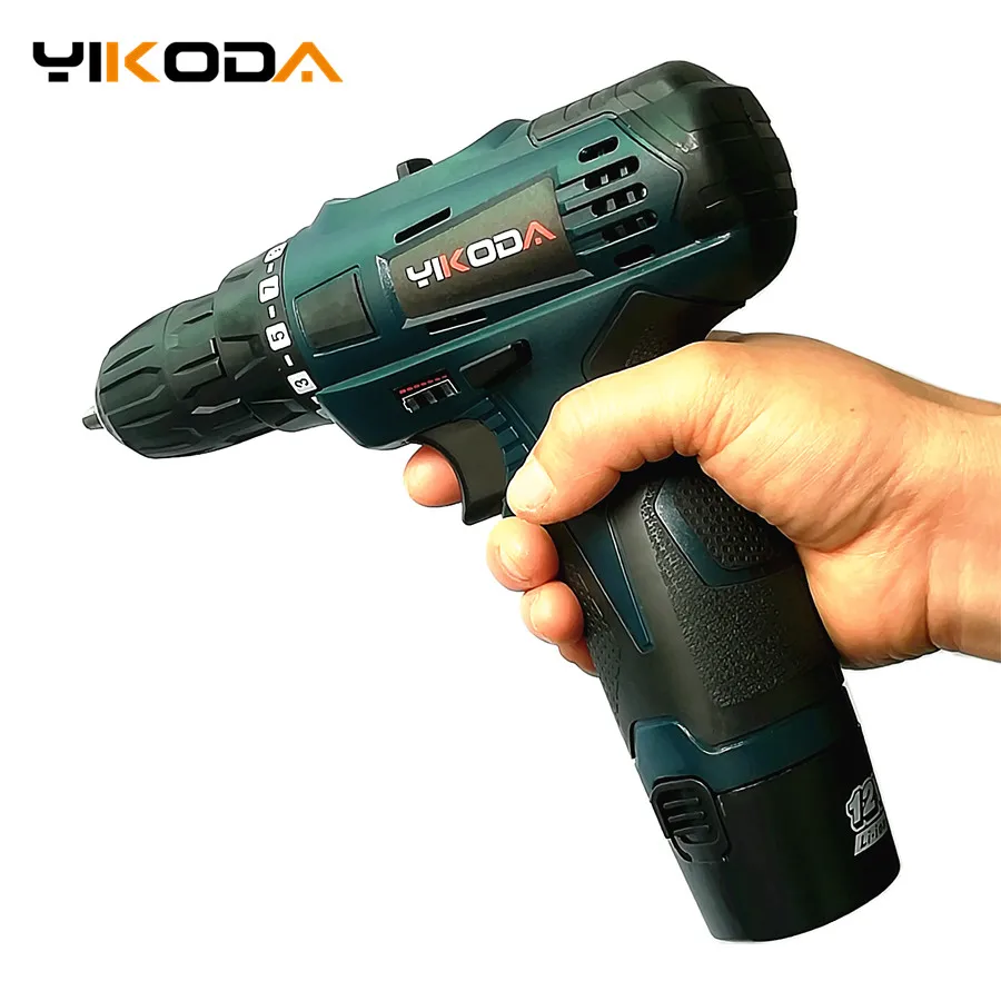 YIKODA 12V электрическая дрель двойной Скорость Аккумуляторная дрель Перезаряжаемые литий Батарея Электрическая отвертка для домашнего использования, Мощность инструменты