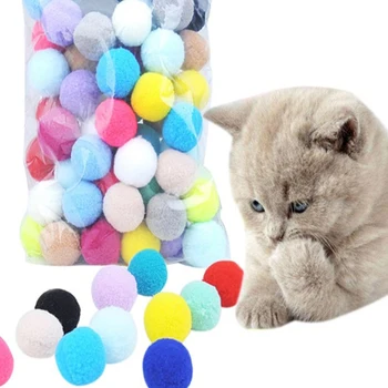 

30pcs Interactive Cat Toys Ball Pet Supplies Random Play Chewing Rattle Scratch Training Attract Entertain 3CM Rainbow Cat Toy