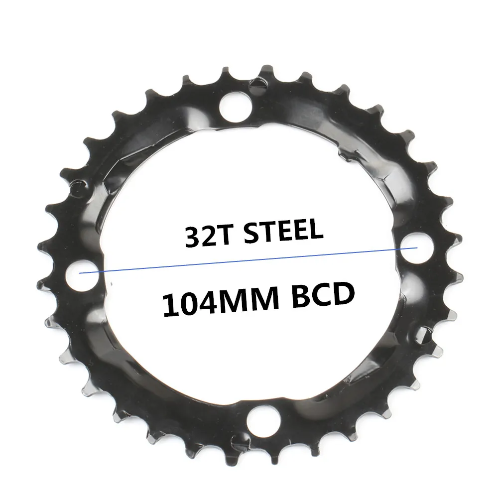 Круглая цепь MTB горный велосипед 104BCD 22T 24T 32T 34T 38T 42T 44T шатуны стали алюминиевый сплав зубная пластина запчасти - Цвет: 32T STEEL