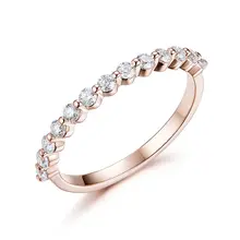 Kuololit Moissanite Ring 585 14K 10K 18K Rose Gold Half Eternity Bubble Rings for Women Jewelry Wedding Diamond Engagement Band