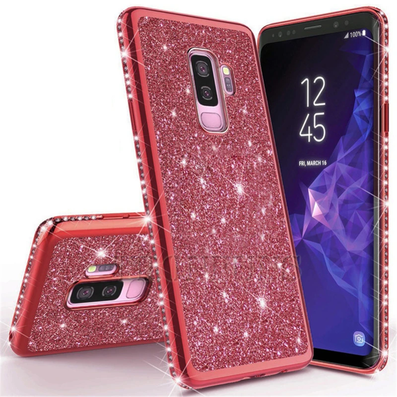 Красный Алмазный чехол на мобильный телефон для samsung Galaxy A50 A30 A70 A20E A20 A10 A40 A60 A80 S7 край S8 S9 S10 плюс S10E A7 Мягкий ТПУ чехол с мультипликационным рисунком - Цвет: Красный