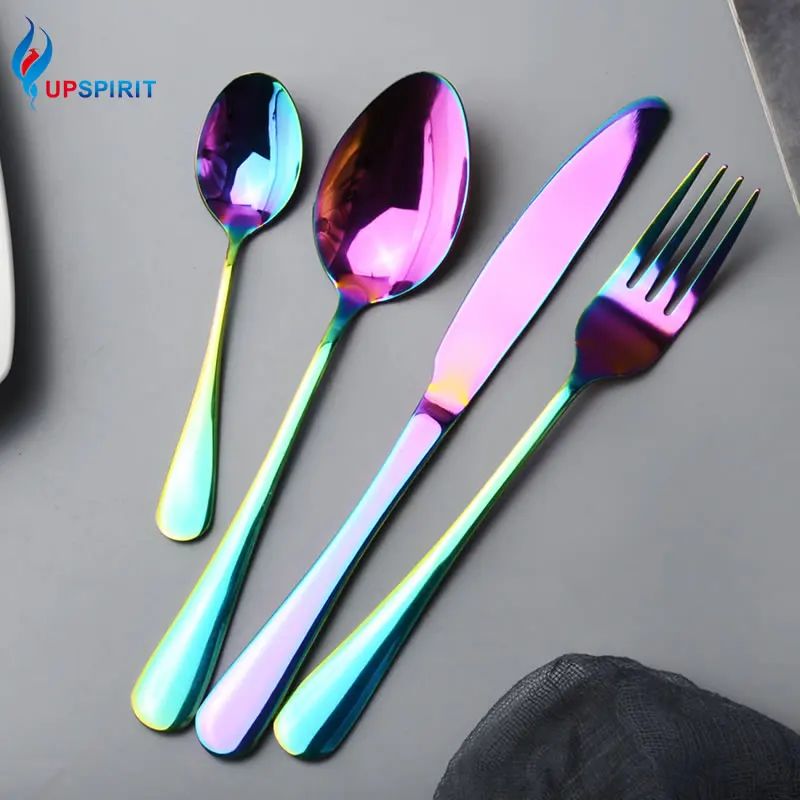 Upspirit 4/16 шт красочный набор посуды Нержавеющая сталь, ложки, вилки, основной Ножи Кофе совок набор столовых приборов в западном стиле Стиль посуда