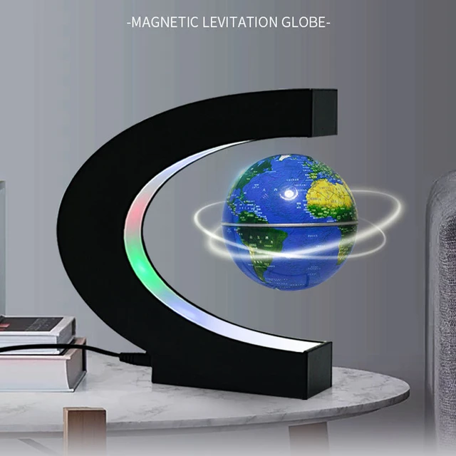 Creative C Shape Magnetic Levitation Floating Globe World Map with Colorful  LED