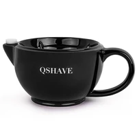 QSHAVE Razor Shaving Scuttle kubek wypełniony gorącą wodą utrzymuj pianę zawsze ciepło to duży rozmiar miska ręcznie kubek ceramiczny czarno-biały 1