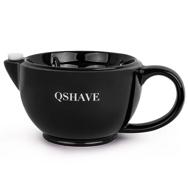 QSHAVE Razor Shaving Scuttle kubek wypełniony gorącą wodą utrzymuj pianę zawsze ciepło to duży rozmiar miska ręcznie kubek ceramiczny czarno-biały 1