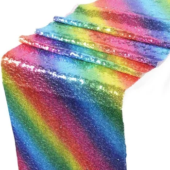 

Pack of 2 Rainbow Sequins Table Runner Handmade Colorful Rectangle Placemats for Wedding Summer Party Holiday Table Setting Deco