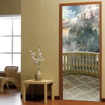 

2-Piece/Set Self-Adhesive 3D Bookcase Door Stickers Removable Vinyl Matt Wallpaper Decals Waterproof Non-toxic Home Room Wall