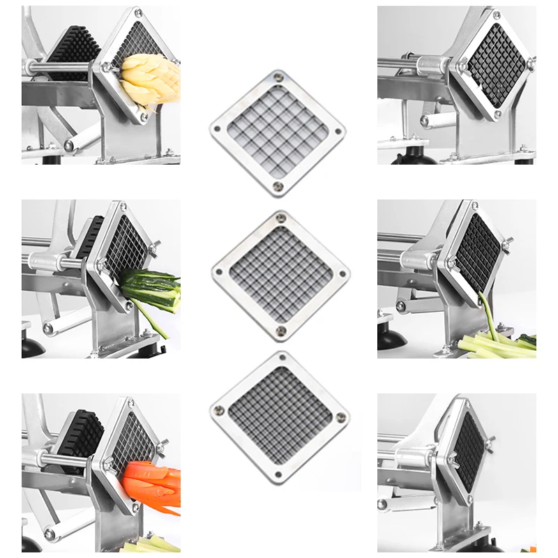 Stainless Steel French Fry Potato Chips Cutters+3 Blades Size,French Fry Cutter, Chips Cutter Parts