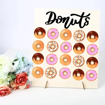 

Wooden Donut Wall Holder Candy Sweet Cart for Party Birthday Wedding Decor Donut Frame Holiday Party Fun Ornament