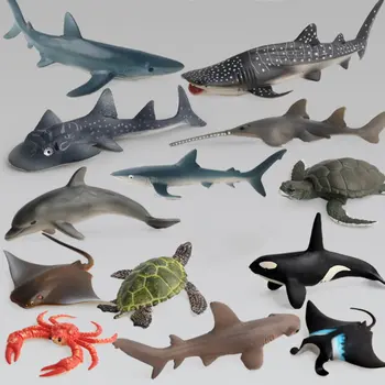 

Ocean Sea Life Simulation Animal Model Sets Shark Whale Turtle Crab Dolphin Action Toys Figures Kids Educational Collection Gift