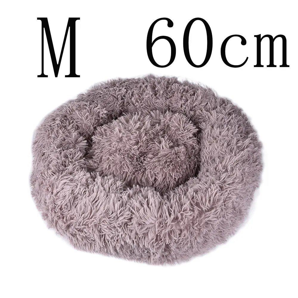 Brown M Круглая кровать для домашних животных моющиеся туалетные наборы Длинные Плюшевые собачки кошки супер мягкие хлопковые зимние теплые спальные коврики диван для кошек гнездо - Цвет: Brown M