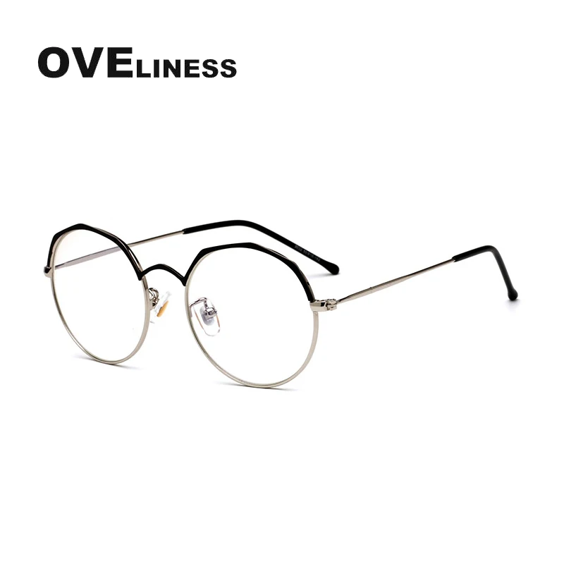 

Alloy myopia optical glasses frame Retro round prescription Brand Glasses women Plain clear lens eyeglasses Metal Full Eyewear
