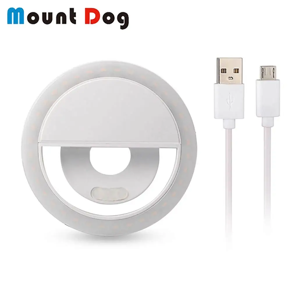 White Портативный кольцевой светильник для селфи с usb-зарядкой, милое ухо, светодиодная вспышка для камеры, телефона, светящаяся фотография для смартфонов iPhone, подсветка для селфи - Цвет: White
