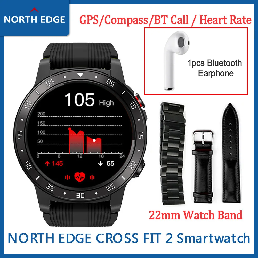 Оригинальные Смарт часы North EDGE GPS мужские спортивные с компасом атмосферным Bluetooth