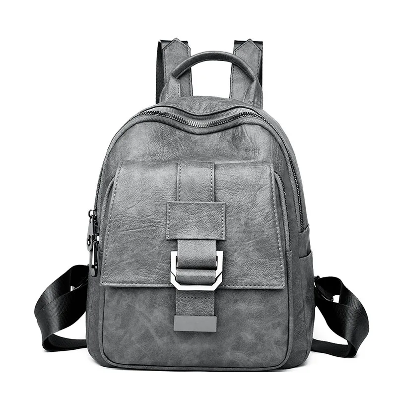 Mochila кожаный рюкзак для женщин маленькая винтажная женская сумка на плечо школьные рюкзаки для девочек дорожные женские сумки - Цвет: grey