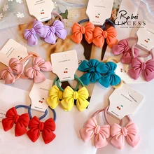 

2pcs Cute Bowknot Elastic Hair Bands Candy Color Girls Hair Rope Cute Ponytail Holder Bow Hair Ties Children Hair Gum Scrunchies