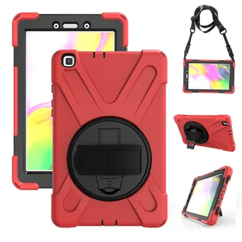 

Case for Samsung Galaxy Tab A 8.0 2019 T290 T295 Rotating Stand Kids Safe Silicone Shockproof Shoulder Strap Rope Cover