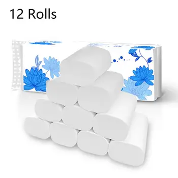 

12 Rolls 4 Layers Toilet Paper Bathroom Living Room Kitchen Household Tissue Causing no dust while using environment-friendly.