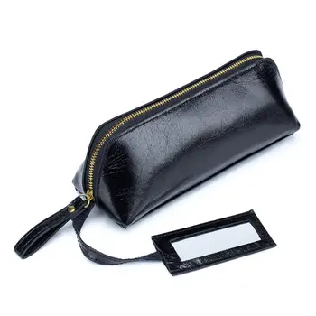 

Women Leather Small Makeup Cosmeitc Bag with Mirror Lipstick Case Handbag Holder