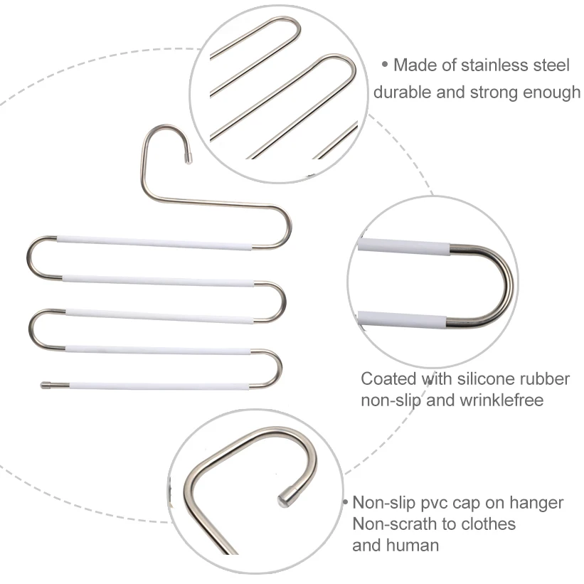 5 layers S Shape MultiFunctional Clothes Hangers Pants Storage Hangers Cloth Rack Multilayer Storage Cloth Hanger