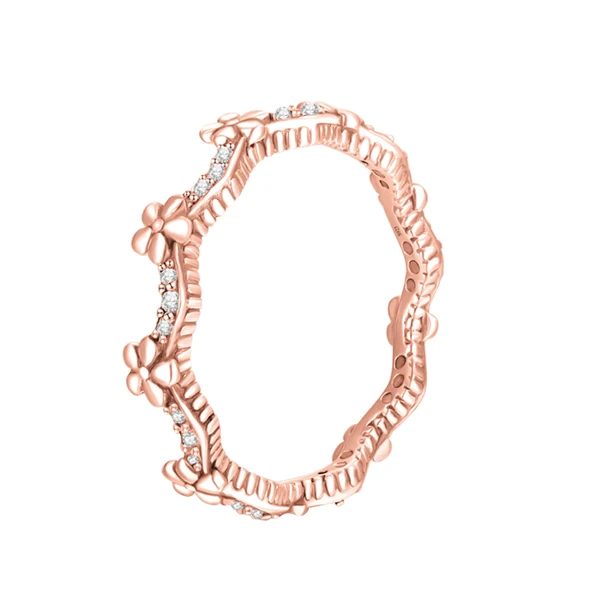 Modian Statement Finger Rings Fashion 3 Color Flower 925 Sterling Silver Stackable Charm Ring For Women Accessories Jewelry Gift Rose Gold Color