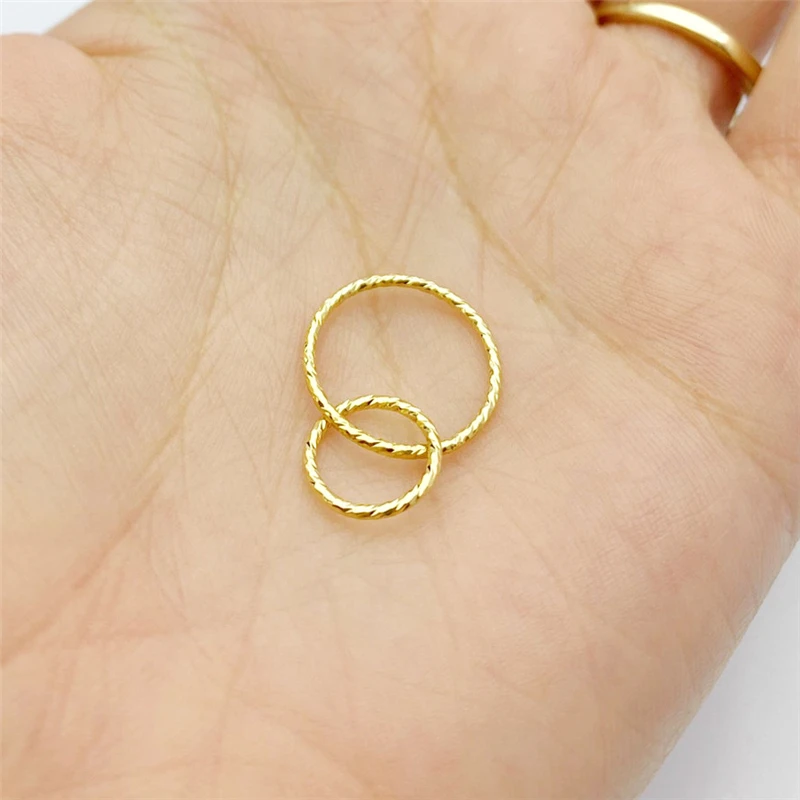 14K Gold Filled Sparkle Interlocking Rings Charm 15MM Gold Pendant For Bracelet Necklace Earring DIY Jewelry Findings