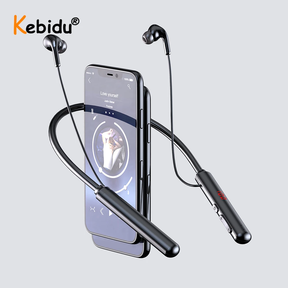Bluetooth Headphones 5 0 Sports Earbuds IPX5 Waterproof Hanging Neck Sports Headset For Iphone 11 Xiaomi Redmi 10 Samsung S9