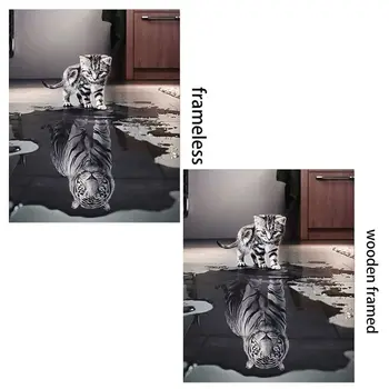 

Cat Reflection Digital Oil Painting By Numbers Canvas Wall Picture Home Decor