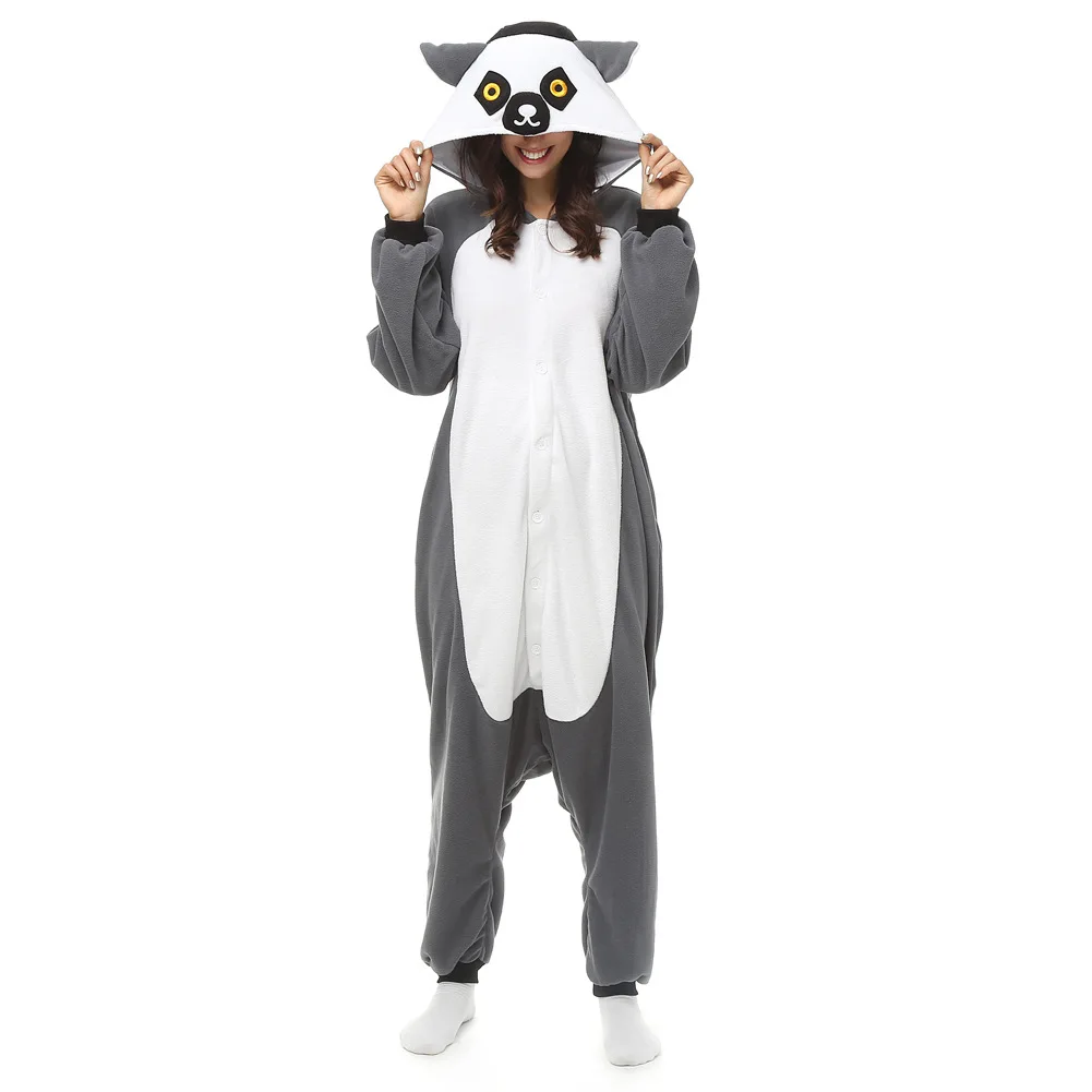 Пижама кигуруми с единорогом для взрослых, Ститч, медведь, животное, Onesie, зимняя одежда для сна для мужчин и женщин, парная фланелевая одежда для сна, домашняя одежда - Цвет: Long-tailed monkey3