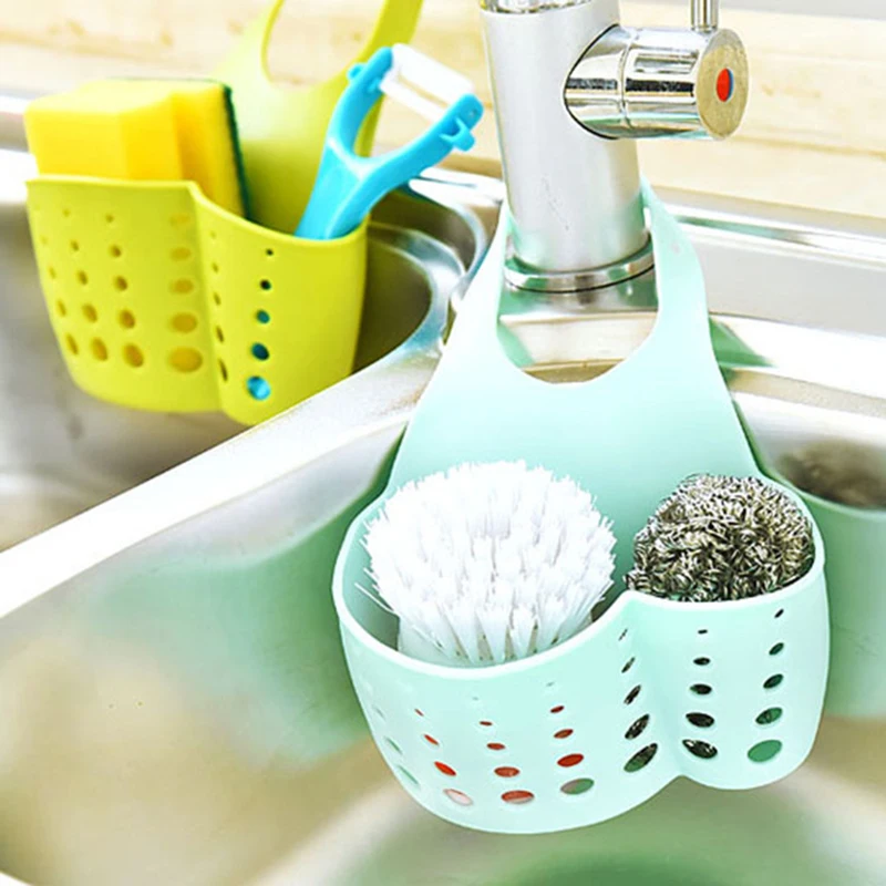 

Kitchen Organizer Adjustable Snap-on Sink Sponge Storage Rack Hanging Basket Bathroom Accessory Hanging Storage Holder