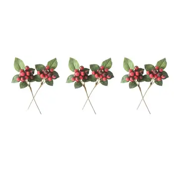 

6pcs Artificial Berries Beautiful Plastic Artificial DIY Vivid Ornament Christmas Berries Bayberry Branch for Banquet Wedding