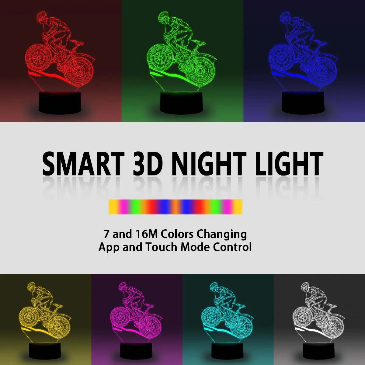 NiteApps человек вождения мотоцикла 3D RGB светодиодный ночник настольная лампа Иллюзия подарок на день рождения приложение/сенсорный контроль