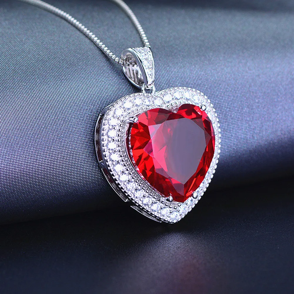 Pendentif Prisme Rouge En Forme De Cœur En Cristal Artificiel, 1