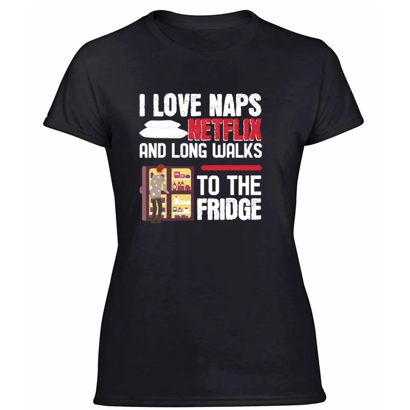 Стиль, дышащая футболка с надписью «i love naps», Мужская одежда, стандартная Мужская футболка для фитнеса, футболка с круглым вырезом - Цвет: Women-Black